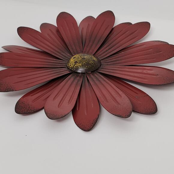 Set of 3 Metal Flower Wall Art - Whimsical Spring Decor in Cream, Red and Yellow - Picture 4 of 10